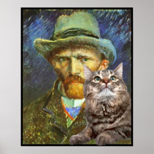 Póster Vincent van Gogh y su gato