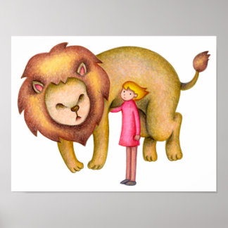 Póster Vínculo con un león