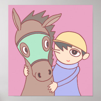 Póster Vínculo entre caballo y jinete.