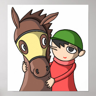 Póster Vínculo entre caballo y jinete.