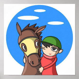 Póster Vínculo entre caballo y jinete.