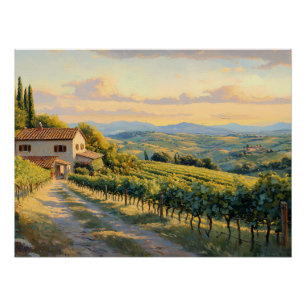 Póster Viñedo rodante en la Toscana