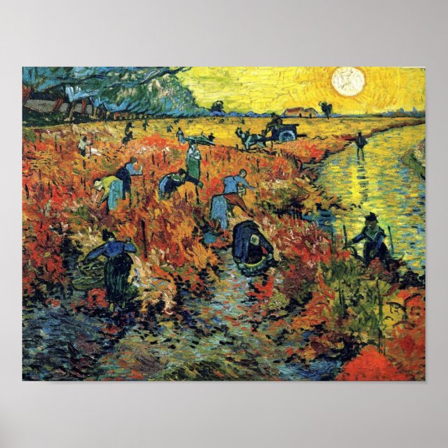 Póster Viñedo Rojo en Arlés de Vincent Van Gogh (Frente)