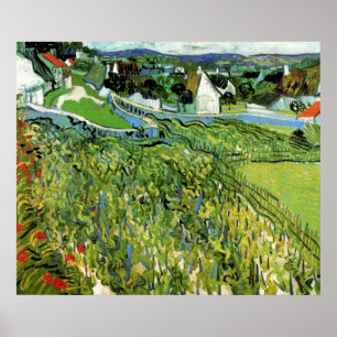 Póster Viñedos con vista de Auvers de Vincent van Gogh