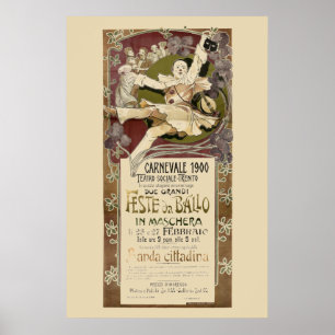 Póster Viñeta Art Nouveau Carnevale 1900 de Zippel