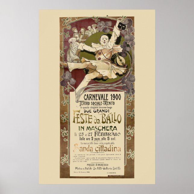 Póster Viñeta Art Nouveau Carnevale 1900 de Zippel (Frente)