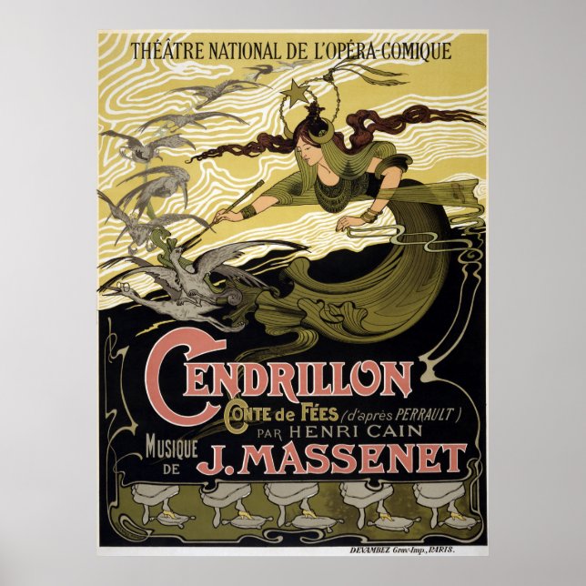 Póster Viñeta Cendrillon Cinderella Opera Francesa París (Frente)