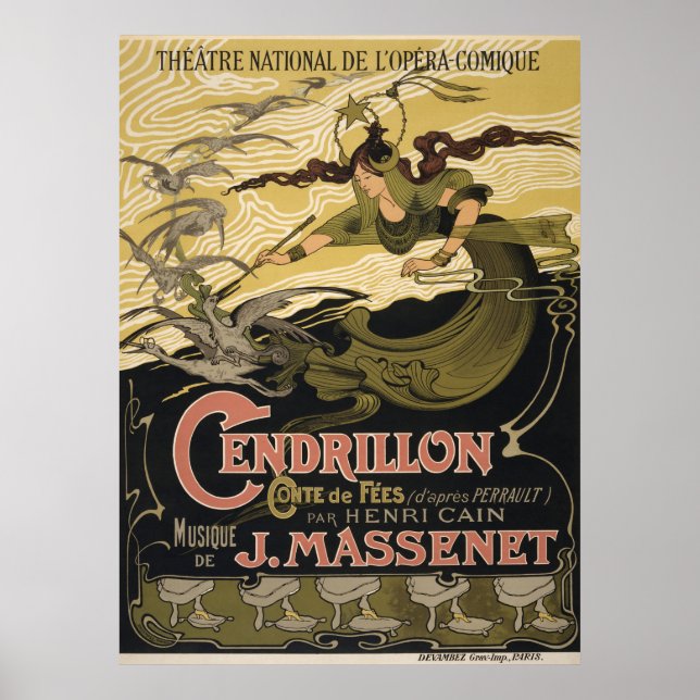 Póster Viñeta Cendrillon Cinderella Opera Francesa París (Frente)