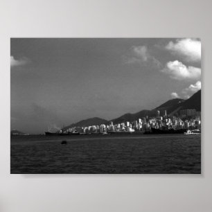 Póster Viñeta China Hong Kong Ver ciudad
