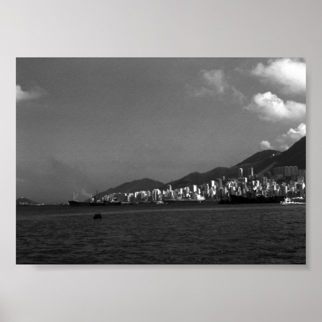 Póster Viñeta China Hong Kong Ver ciudad (Frente)