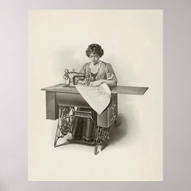Póster Viñeta Dama Scoser máquina Seamstress (Frente)