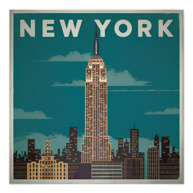 Póster Viñeta de los Estados Unidos de Nueva York (Anverso)