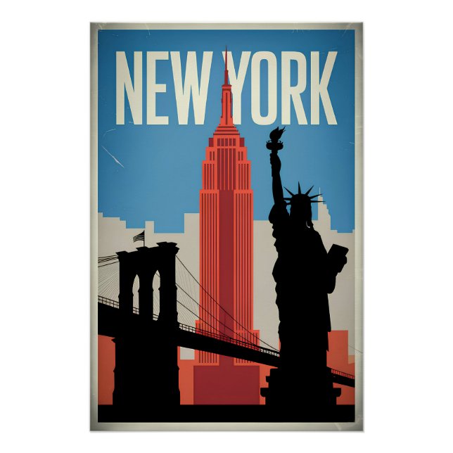 Póster Viñeta de los Estados Unidos de Nueva York (Anverso)