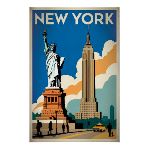 Póster Viñeta de los Estados Unidos de Nueva York