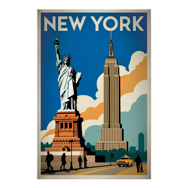 Póster Viñeta de los Estados Unidos de Nueva York (Anverso)