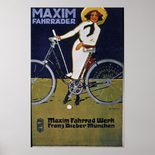 Póster Viñeta de publicidad en bicicleta
