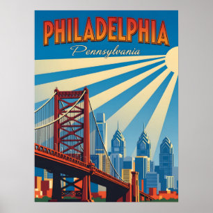Póster Viñeta Filadelfia Pennsylvania