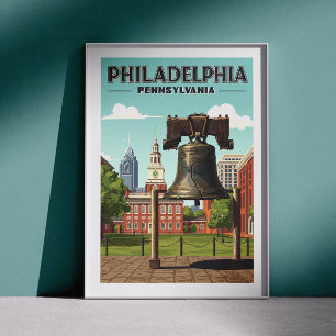 Póster Viñeta Filadelfia Pennsylvania