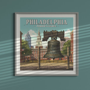 Póster Viñeta Filadelfia Pennsylvania