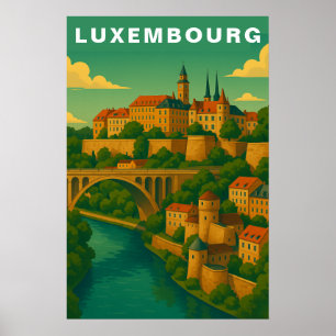 Póster Viñeta Histórica de Luxemburgo Viajes por Europa