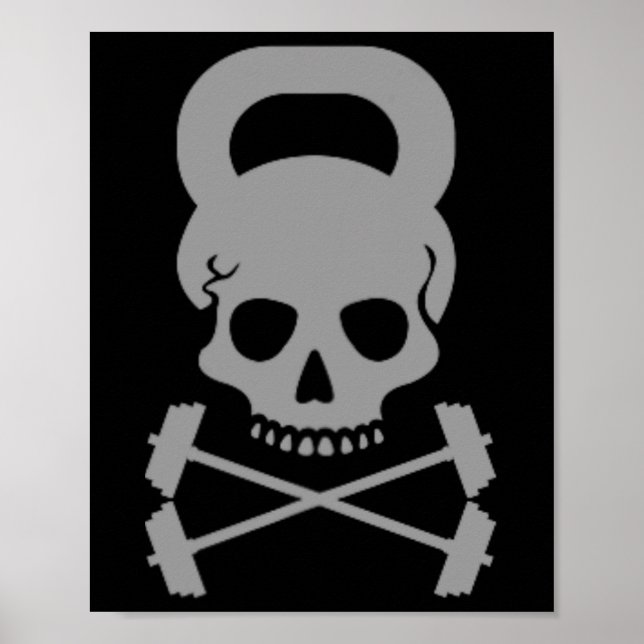 Póster Viñeta Kettlebell Fitness Skull Designer (Frente)