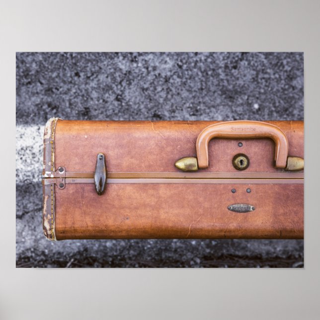 Póster Viñeta, maleta rota al lado de la carretera (Frente)