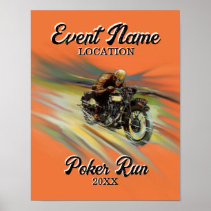 Póster Viñeta Motorcycle Poker Run Personalizado