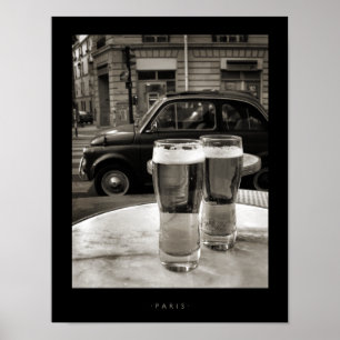 Póster Viñeta París Bistro Fotografía en blanco y negro