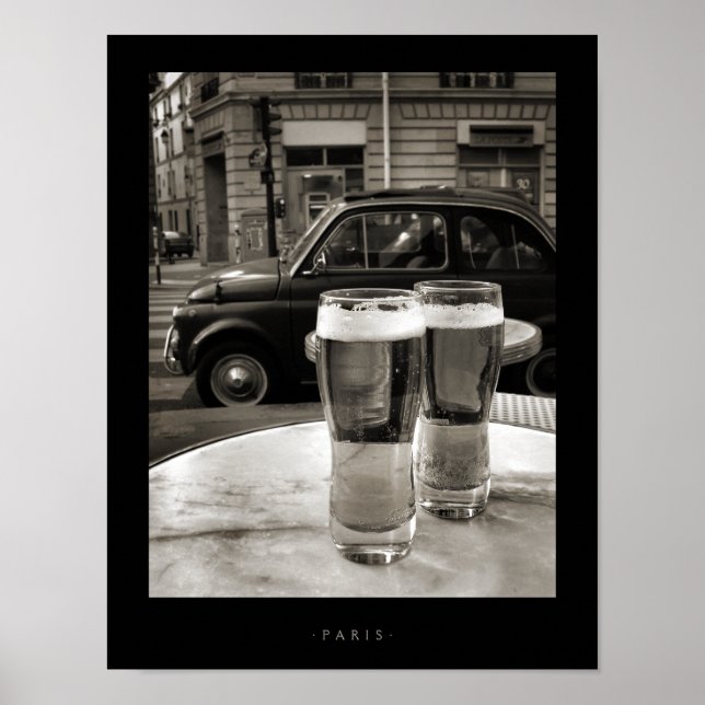 Póster Viñeta París Bistro Fotografía en blanco y negro (Frente)