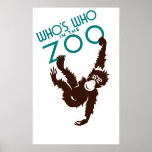 Póster Viñeta quién en el mono zoológico