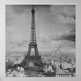 Póster Viñeta Torre Eifel Paris Francia Stereoview 1889