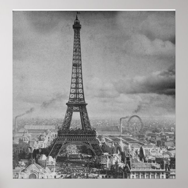 Póster Viñeta Torre Eifel Paris Francia Stereoview 1889 (Frente)