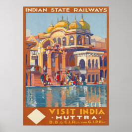 Póster Viñeta visita India Muttra por Roger Broders Trave