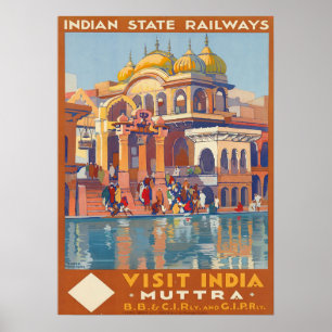 Póster Viñeta visita India Muttra por Roger Broders Trave