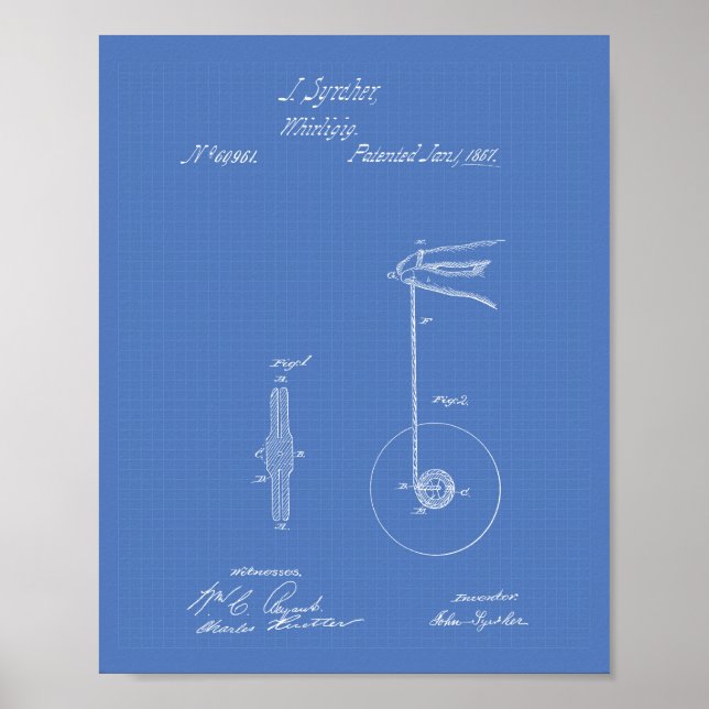 Póster Viñeta Yoyo 1867 Patent Art Blueprint (Frente)