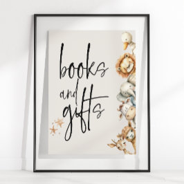 Póster Viñetas de animales Luces Regalos de libros de Bab