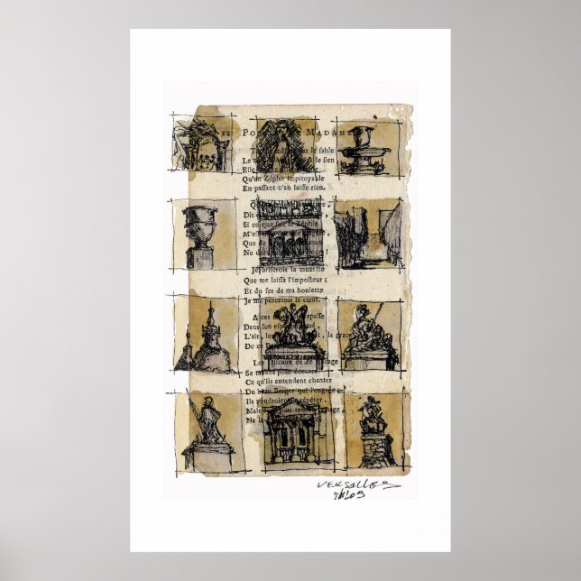 Póster Viñetas En El Jardín De Versalles, Francia (Frente)