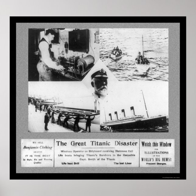 Póster Viñetas Titanic Disaster 1912 (Frente)