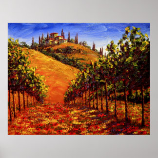 Póster Viñetería toscana en la colina
