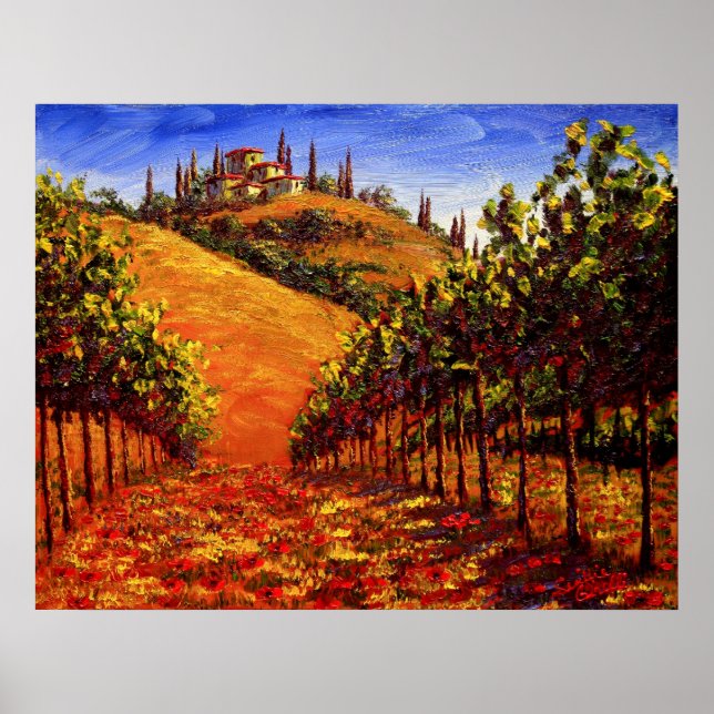Póster Viñetería toscana en la colina (Frente)