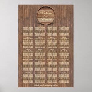Póster Vineyard Barrel Wedding Seating Chart 160 guests