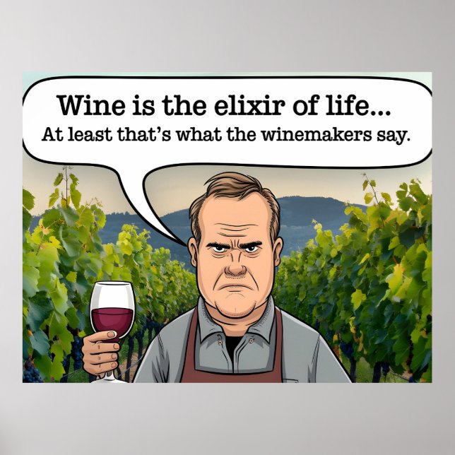 Póster Vineyard, el vino es el elixir de la vida (Frente)