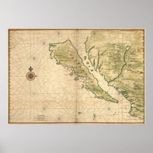 Póster Vingboons "California como 1650) reimpresiones de