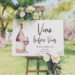 Póster Vino acuarela antes de recibir ducha de novia