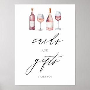Póster Vino acuático tarjetas de ducha de novia y juegos