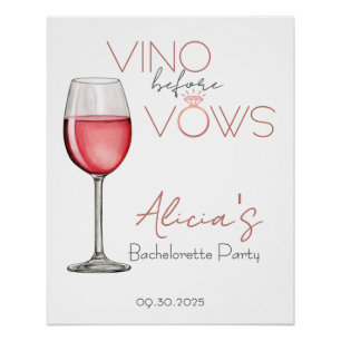 Póster Vino antes de la bachillerato/Rótulo de fiesta nup