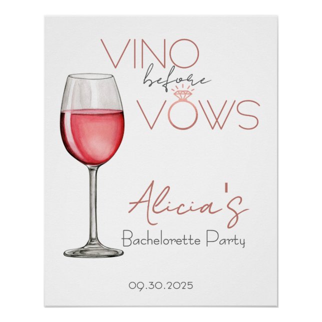 Póster Vino antes de la bachillerato/Rótulo de fiesta nup (Anverso)