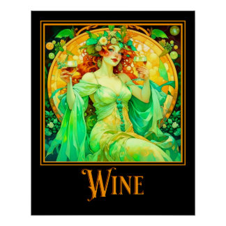 Póster Vino Art Nouveau