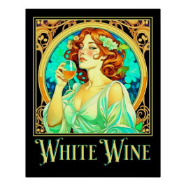 Póster Vino blanco Art Nouveau