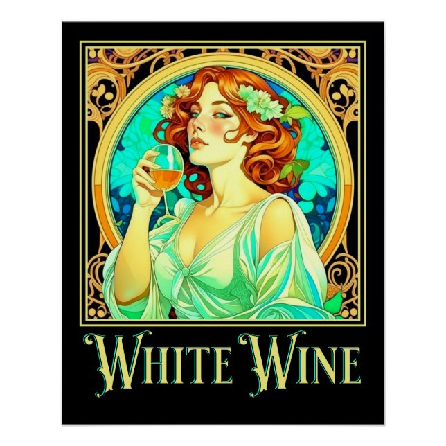 Póster Vino blanco Art Nouveau (Anverso)